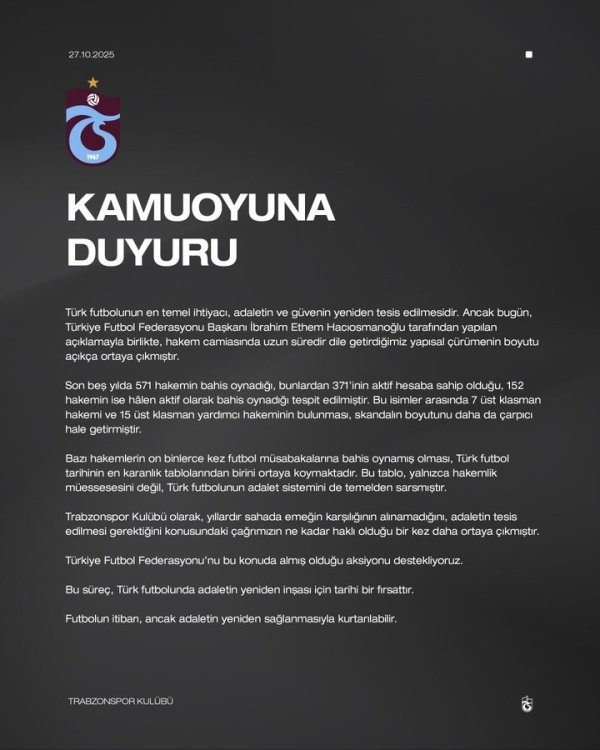 土超特拉布宗炮轰：过去五年571名裁判    加入  博彩，152人仍在加入